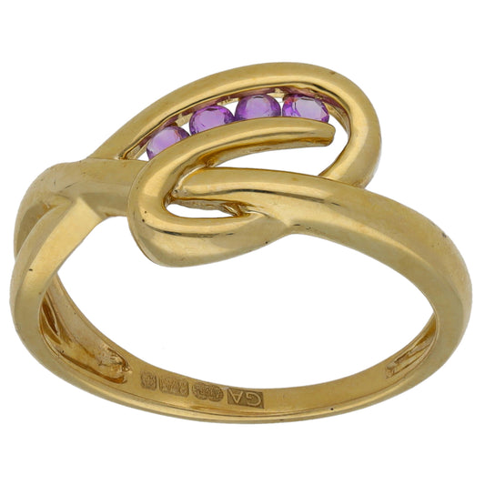 9ct Gold Amethyst Alternative Ring Size N
