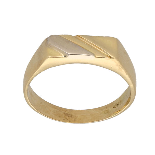 18ct Gold Patterned Signet Ring Size T