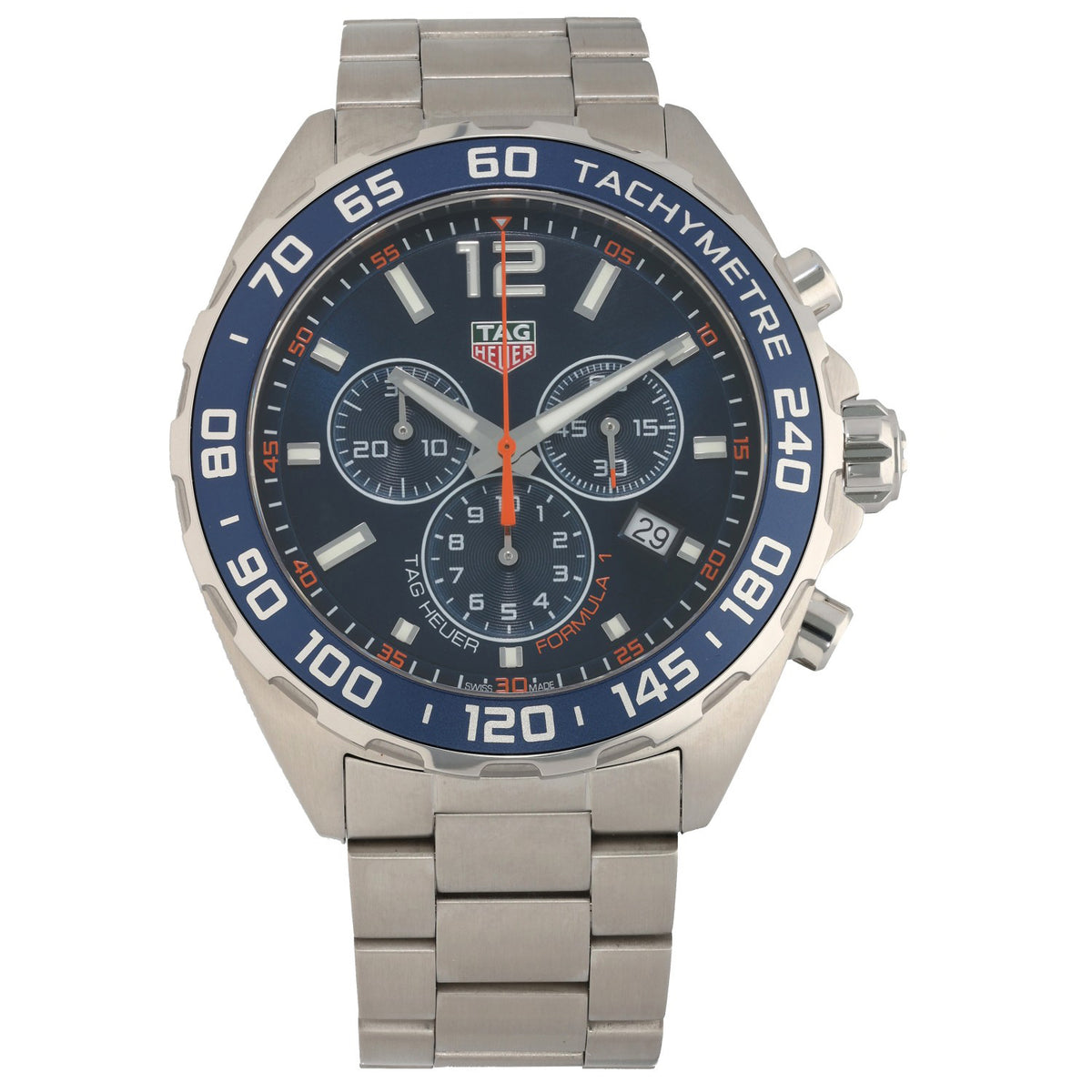 Tag Heuer Formula 1 CAZ1014, blue dial with sub dials, wiuth a 43mm stainless steel case and link bracelet , front