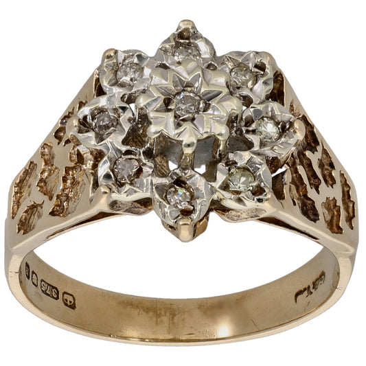 9ct Gold 0.09ct Diamond Cluster Ring Size N
