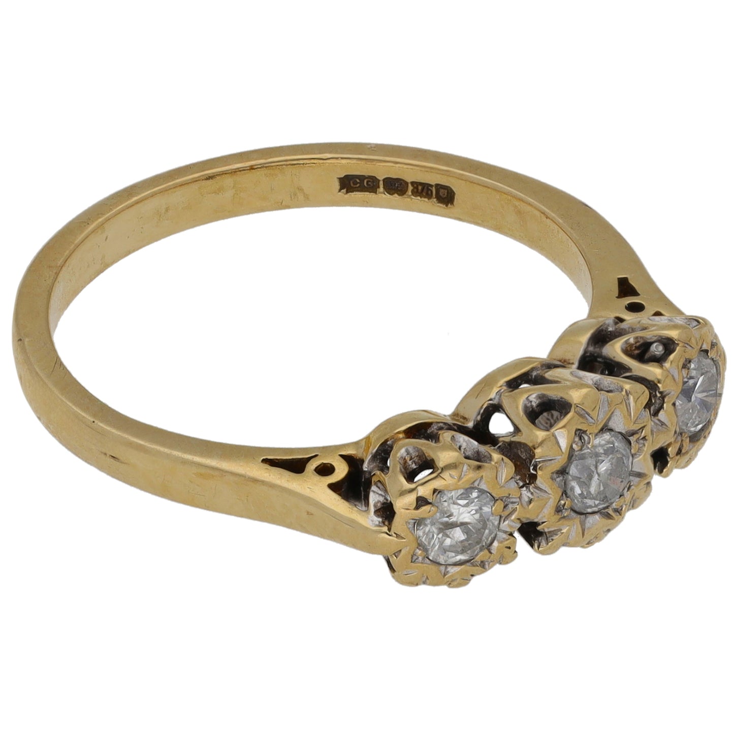 9ct Gold 0.25ct Diamond Trilogy Ring Size L