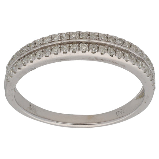 18ct White Gold 0.22ct Diamond Half Eternity Ring Size Q