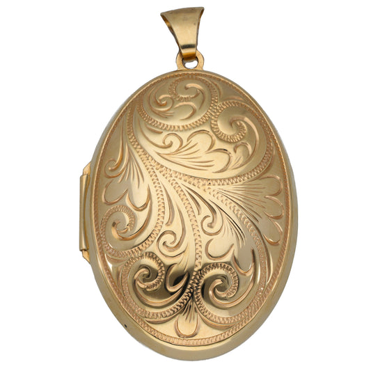 9ct Gold Patterned Locket Pendant