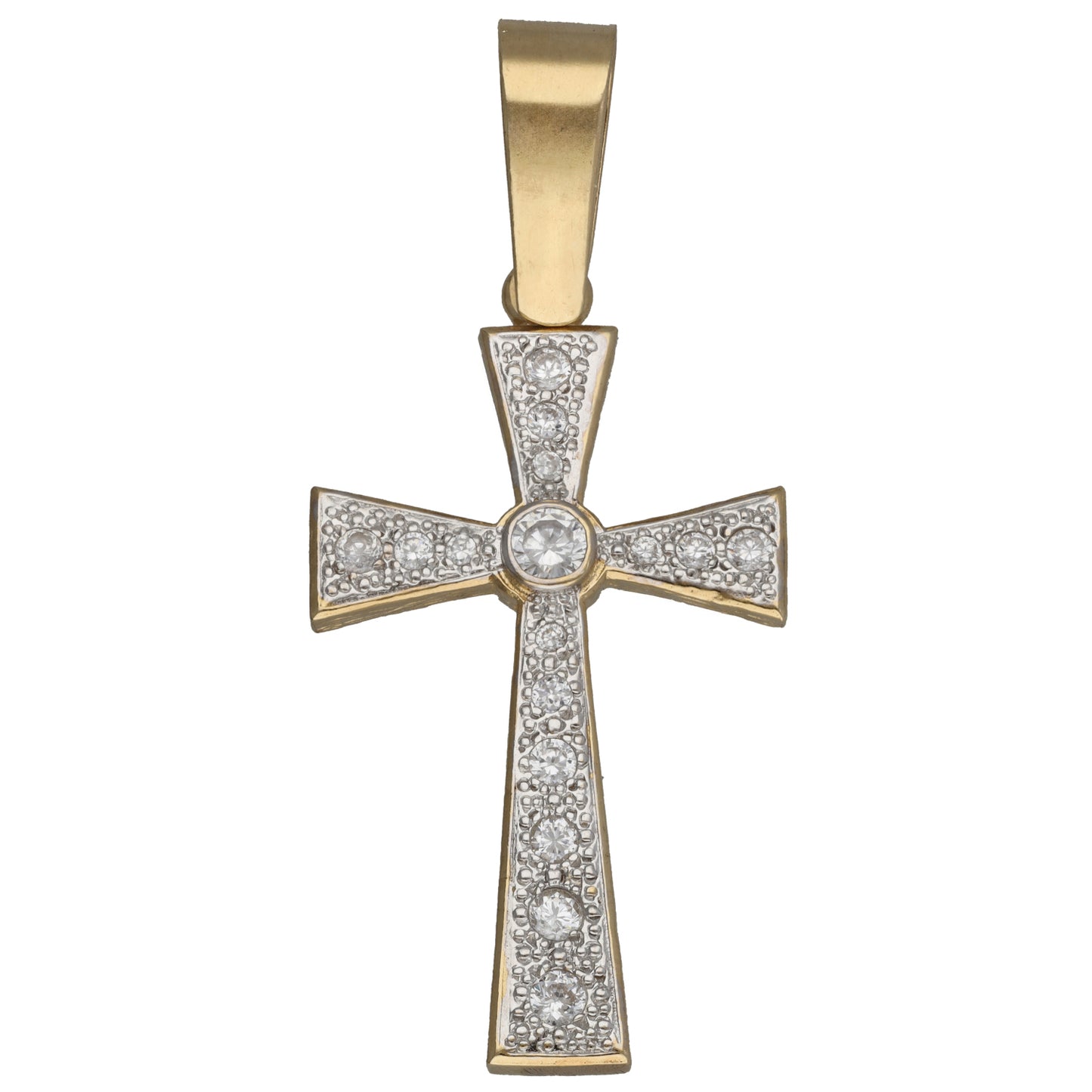 9ct Gold Cubic Zirconia Cross Pendant