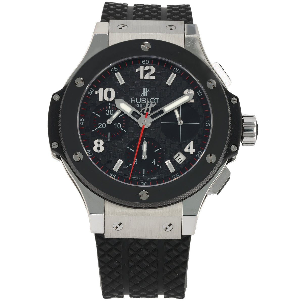 Hublot Big Bang 342.SB.131.RX, carbon fibre case, with adjustable rubber bracelet in black, front angle