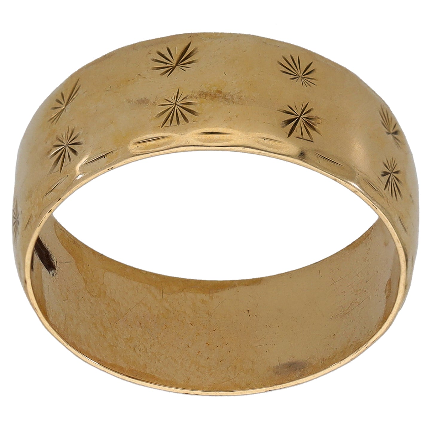 9ct Gold Patterned Wedding Ring Size P