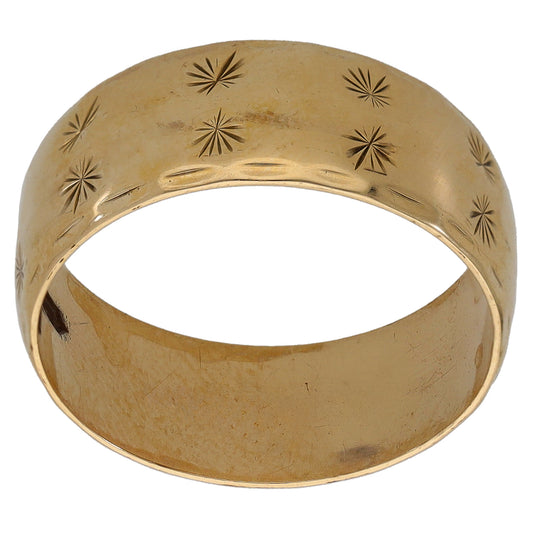 9ct Gold Patterned Wedding Ring Size P