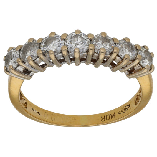 18ct Gold 1.00ct Diamond Half Eternity Ring Size M