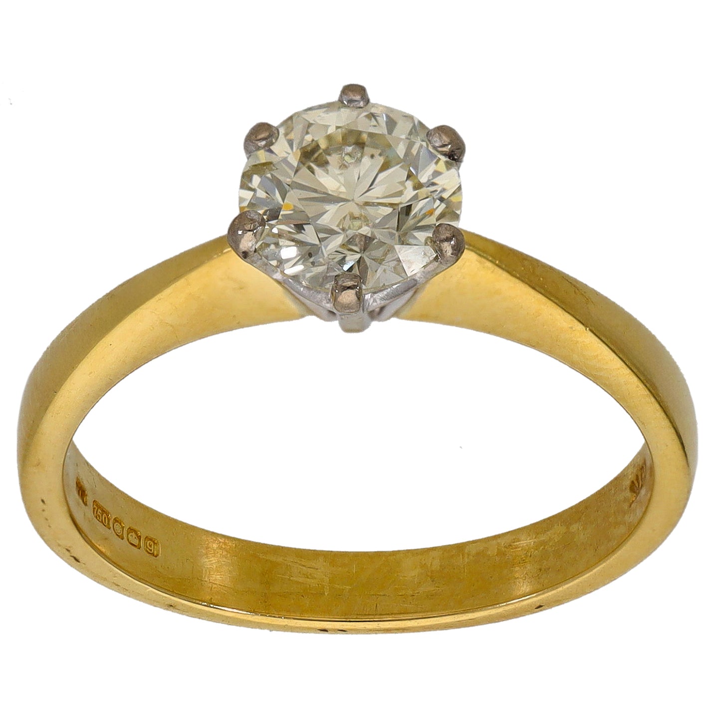 18ct Gold 1.00ct Diamond Solitaire Ring Size N