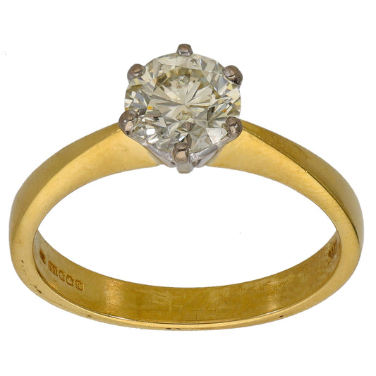 18ct Gold 1.00ct Diamond Solitaire Ring Size N