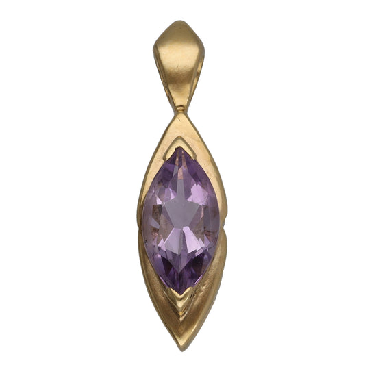 9ct Gold Amethyst Single Stone Pendant