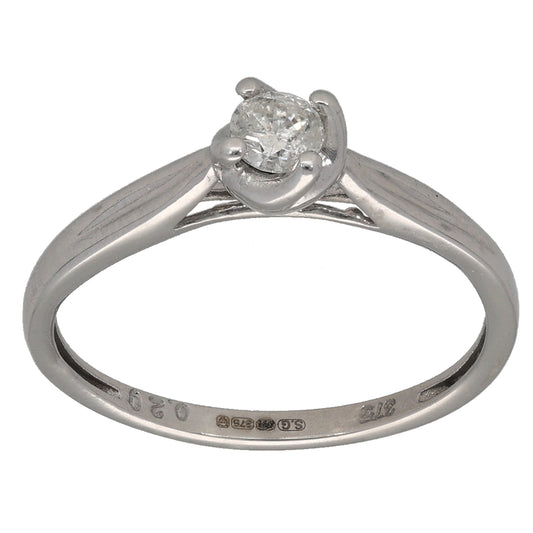 9ct White Gold 0.20ct Diamond Solitaire Ring Size M