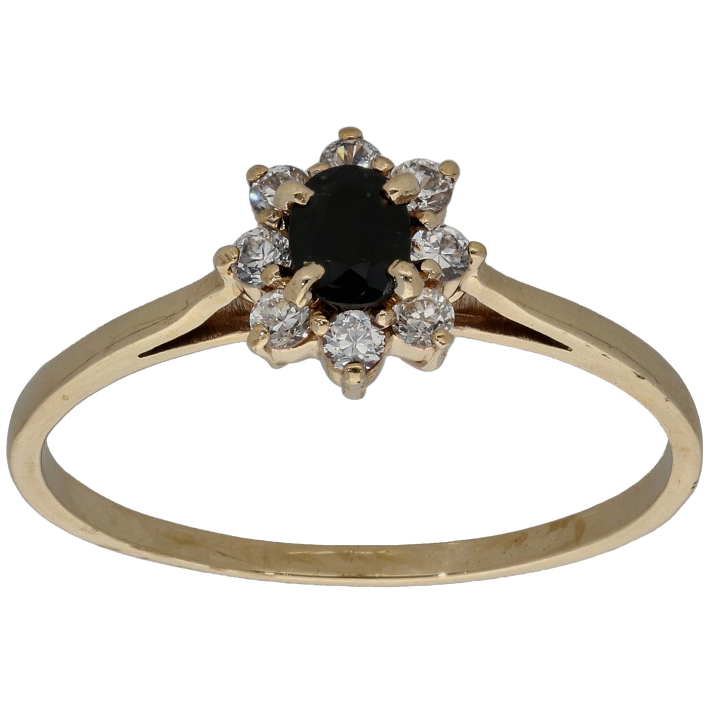 9ct Gold Sapphire & Cubic Zirconia Dress/Cocktail Ring Size W