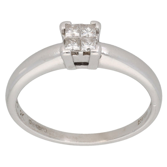 9ct White Gold 0.20ct Diamond Cluster Ring Size N