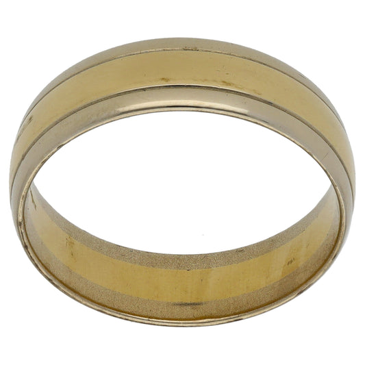 9ct Bicolour Gold Patterned Wedding Ring Size S