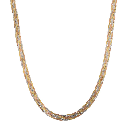 9ct Tricolour Gold Necklace & Bracelet Jewellery Set