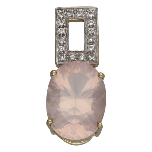9ct Gold Rose Quartz Dress/Cocktail Pendant