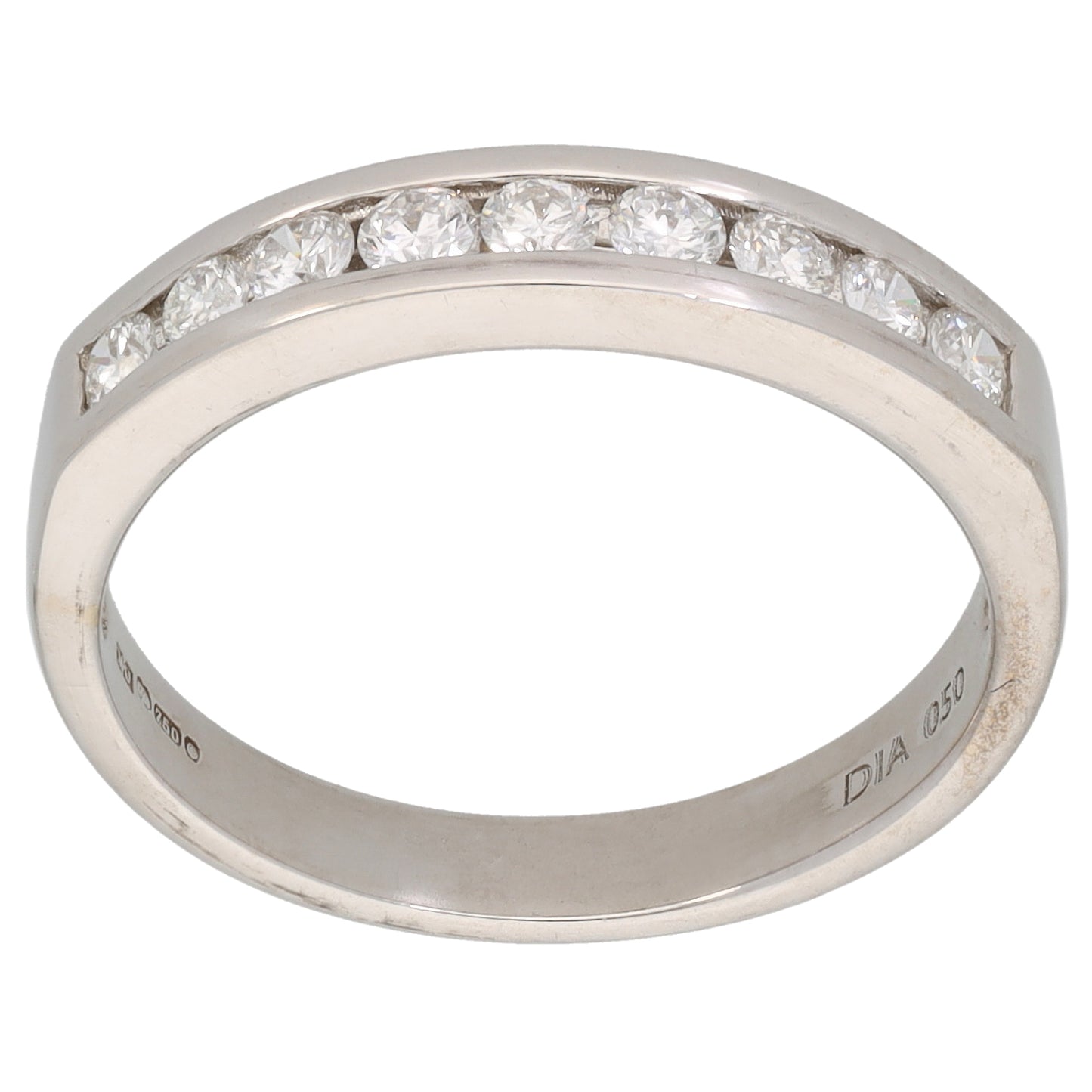 18ct White Gold 0.50ct Diamond Half Eternity Ring Size Q