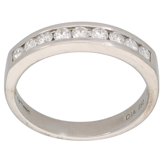 18ct White Gold 0.50ct Diamond Half Eternity Ring Size Q