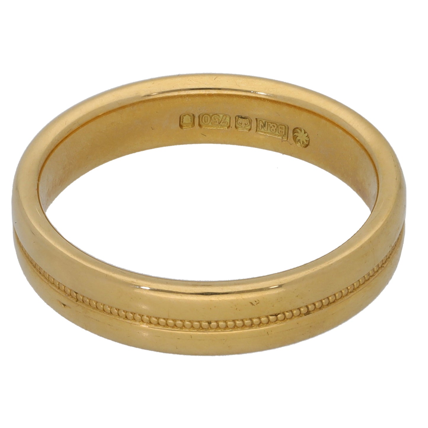 18ct Gold Patterned Wedding Ring Size L