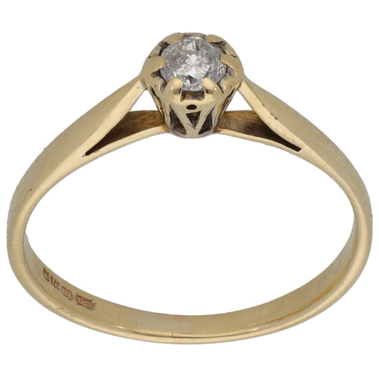 9ct Gold 0.15ct Diamond Solitaire Ring Size L