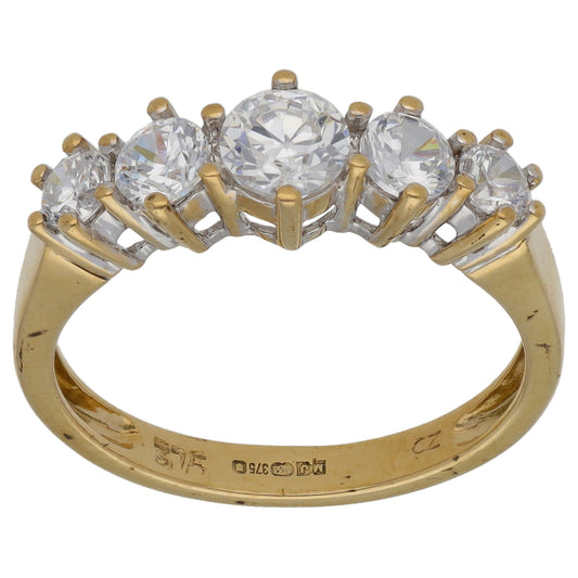 9ct Gold Cubic Zirconia Half Eternity Ring Size L