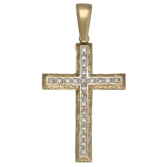 9ct Gold Cubic Zirconia Cross Pendant