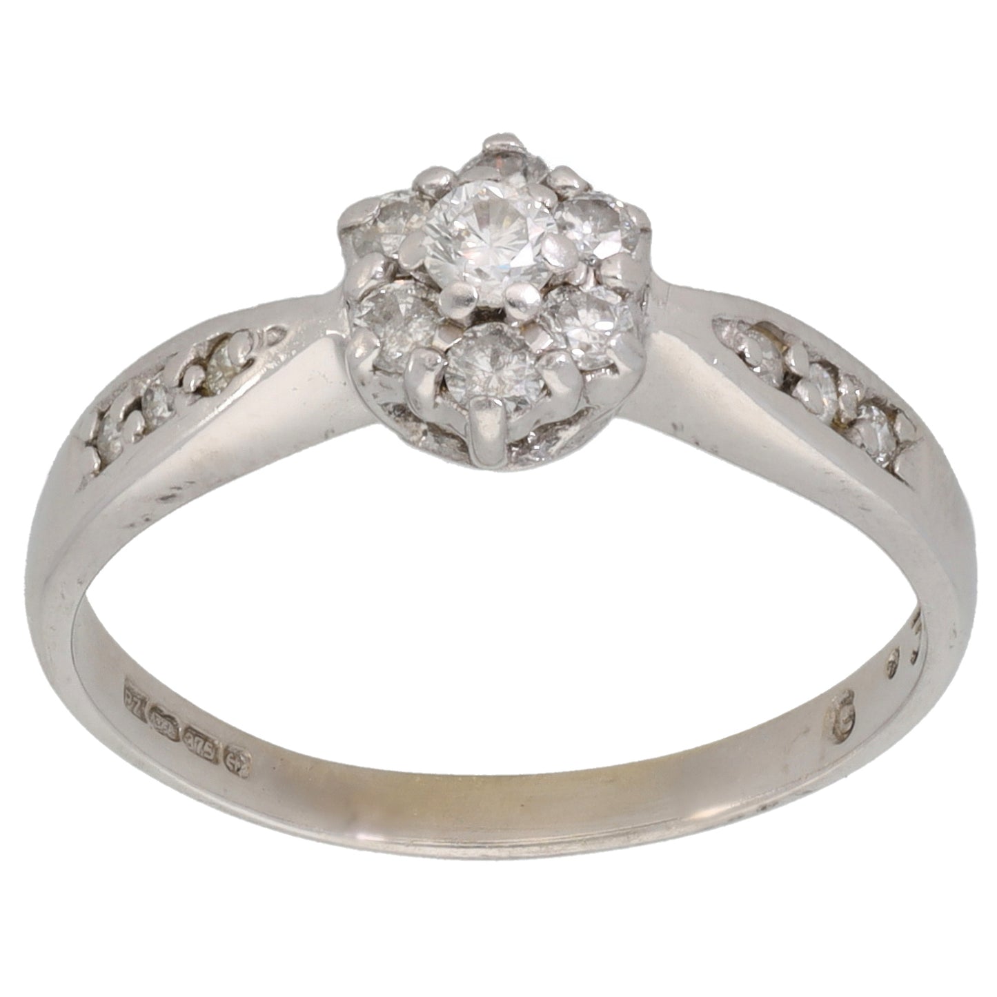 9ct White Gold 0.33ct Diamond Cluster Ring Size N