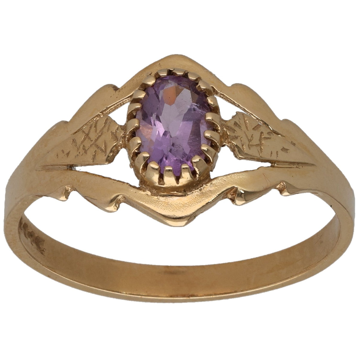 9ct Gold Amethyst Single Stone Ring Size O