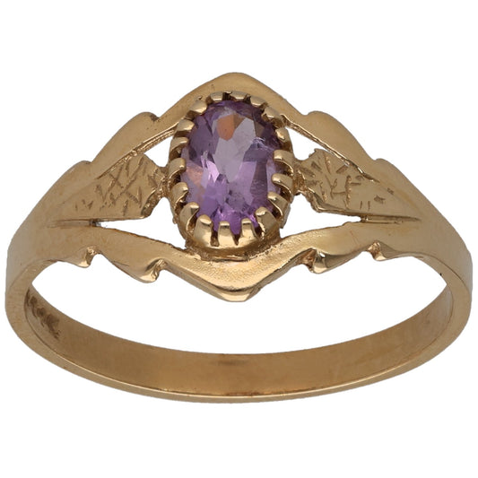 9ct Gold Amethyst Single Stone Ring Size O