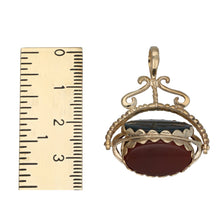 Load image into Gallery viewer, 9ct Gold Carnelian, Onyx &amp; Bloodstone Fob Pendant
