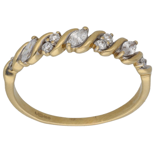 9ct Gold Cubic Zirconia Half Eternity Ring Size P