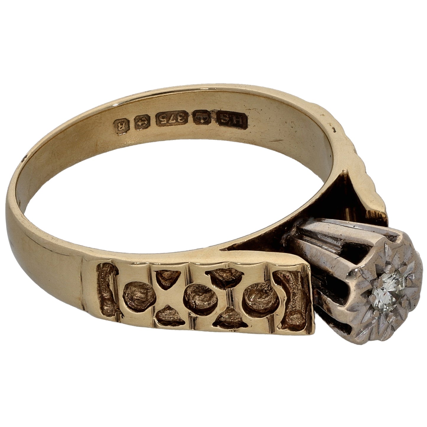 9ct Gold 0.04ct Diamond Solitaire Ring Size K