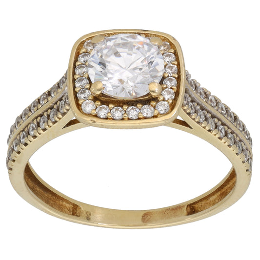 9ct Gold Cubic Zirconia Halo Ring Size M