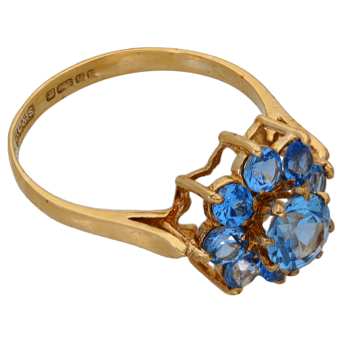 9ct Gold Imitation Gems Dress/Cocktail Ring Size P