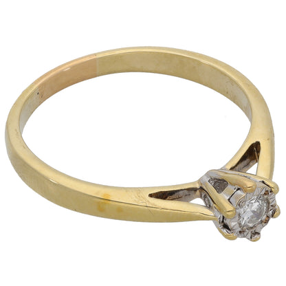 9ct Gold 0.10ct Diamond Solitaire Ring Size P