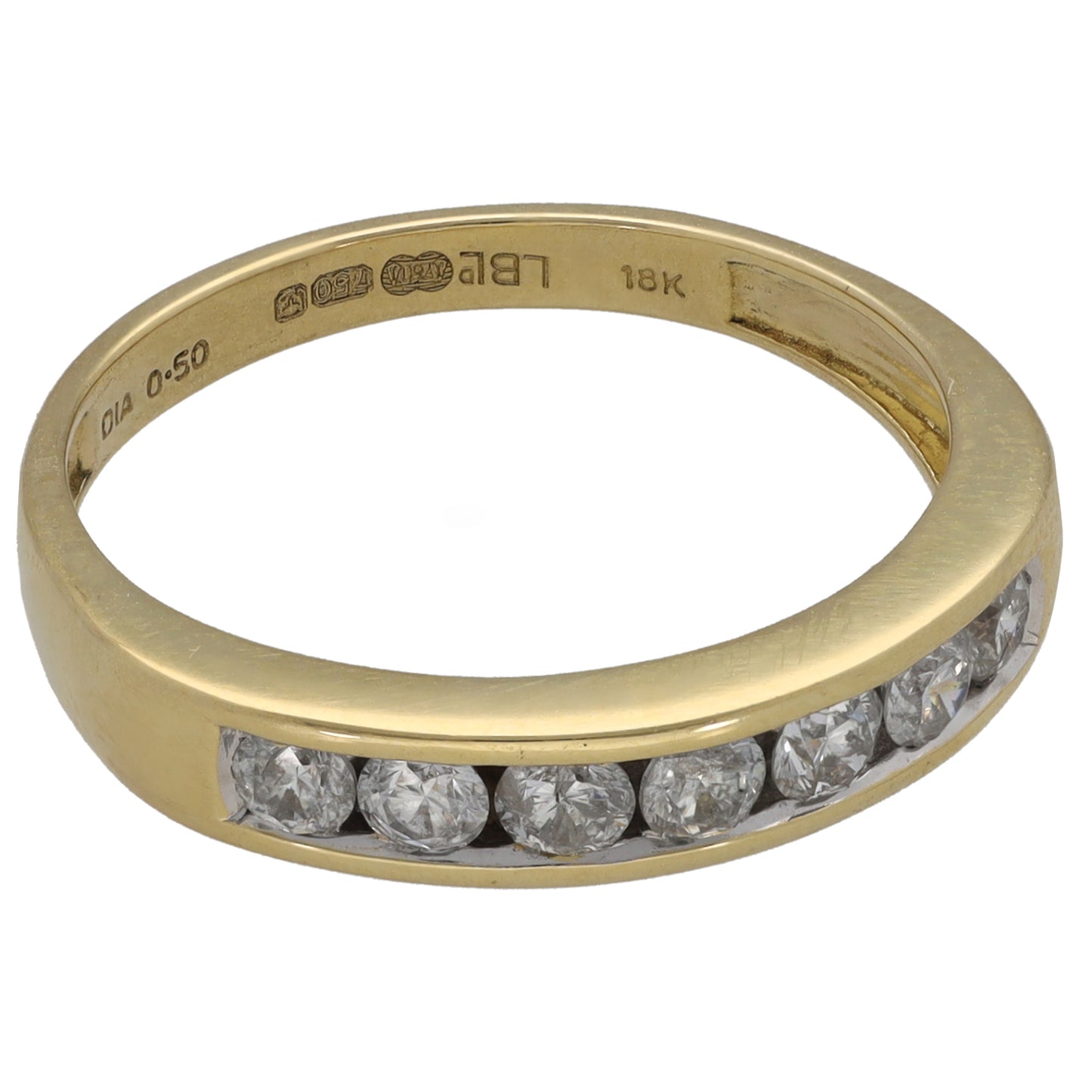 18ct Gold 0.50ct Diamond Half Eternity Ring Size N