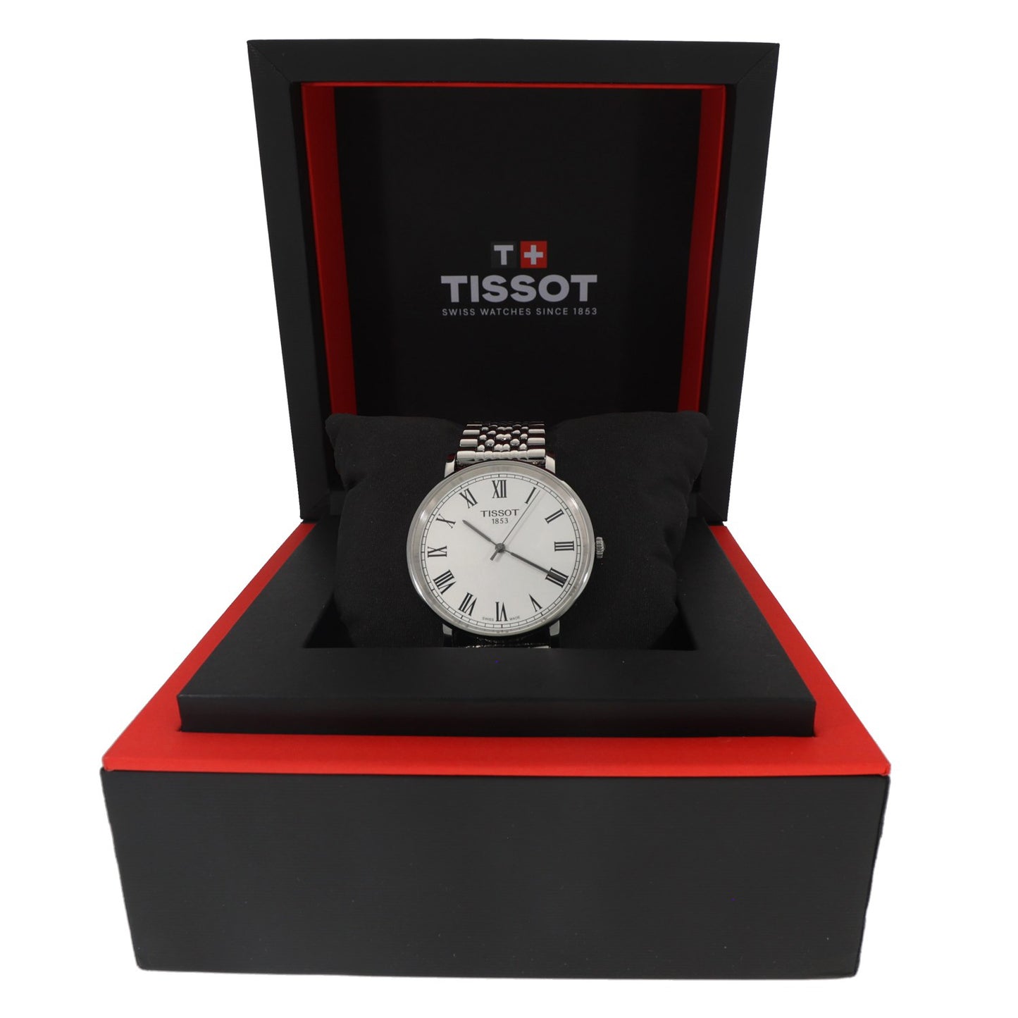 Tissot Everytime T109410A, white dial, stainless steel case and link bracelet