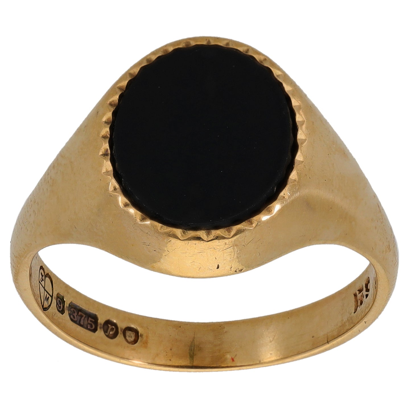 9ct Gold Onyx Plain Single Stone Signet Ring Size R