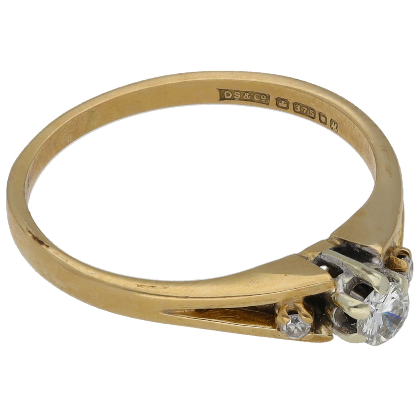 9ct Gold 0.12ct Diamond Three Stone Ring Size L