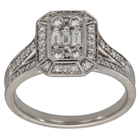 Platinum 0.54ct Diamond Dress/Cocktail Ring Size M