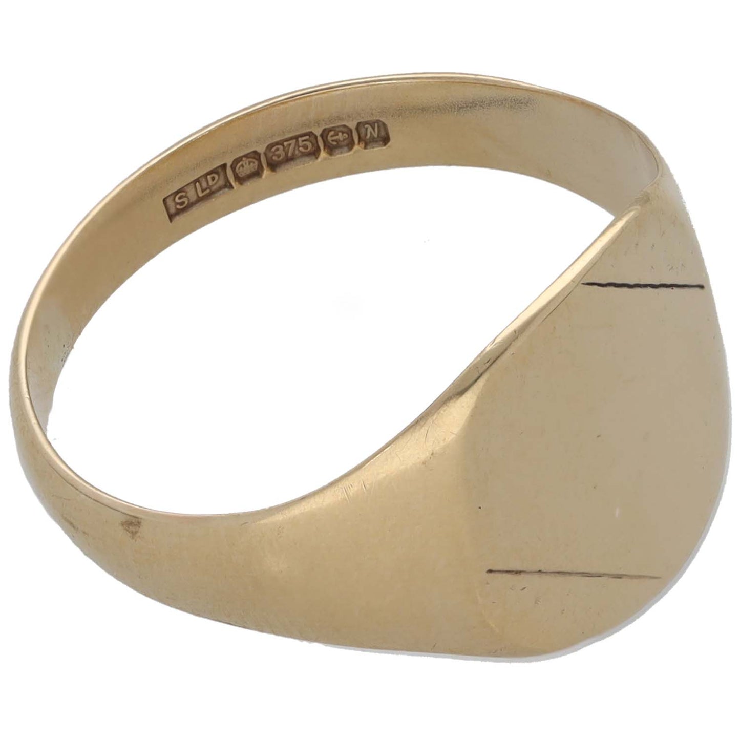 9ct Gold Patterned Signet Ring Size R