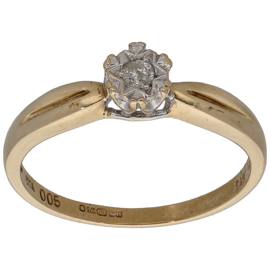 9ct Gold 0.05ct Diamond Solitaire Ring Size M