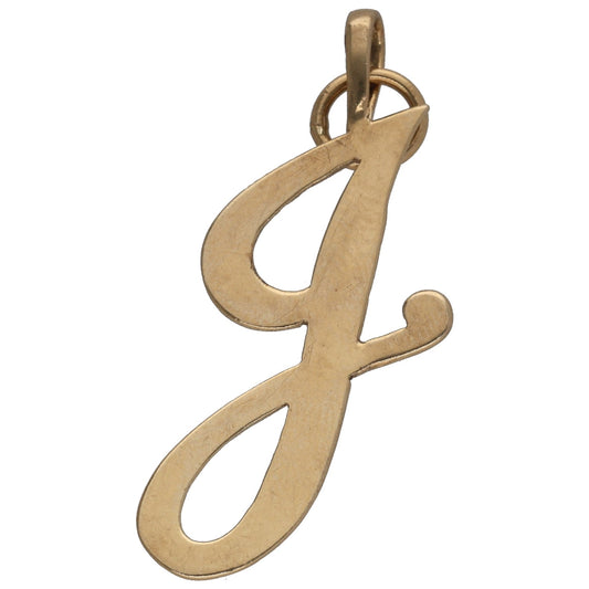 9ct gold initial pendant with a cursive letter 'a' design