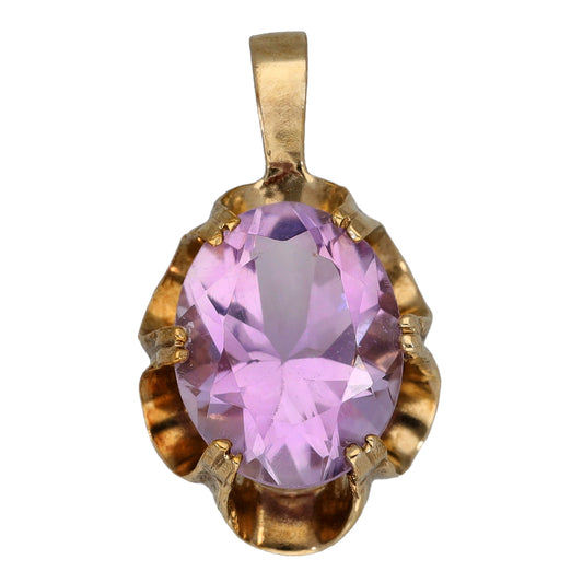 9ct Gold Amethyst Single Stone Pendant