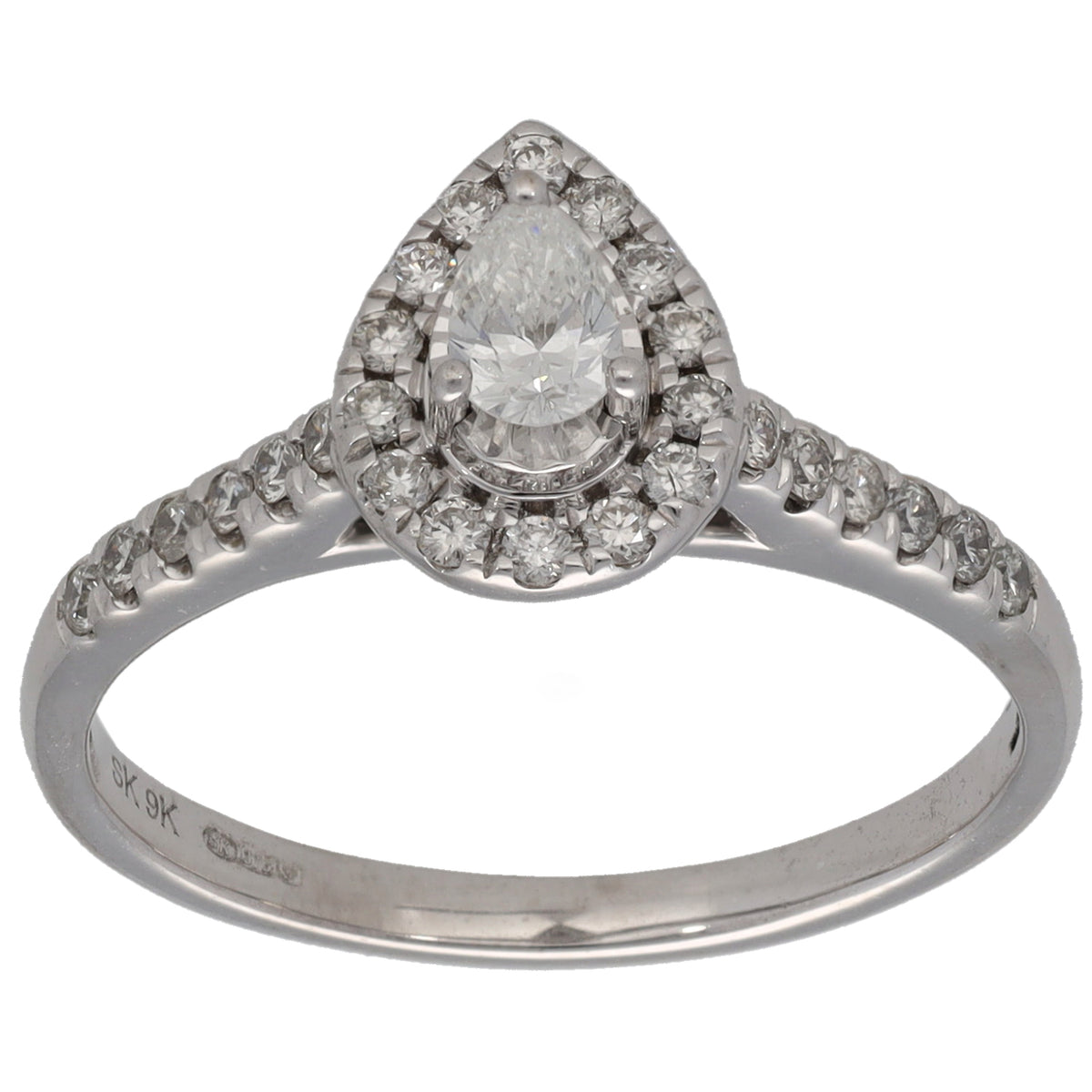 9ct White Gold 0.50ct Diamond Dress/Cocktail Ring Size N