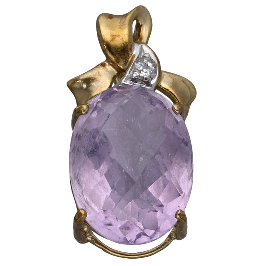 9ct Gold Amethyst & Cubic Zirconia Dress/Cocktail Pendant