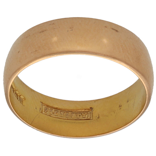 22ct Gold Plain Wedding Ring Size L