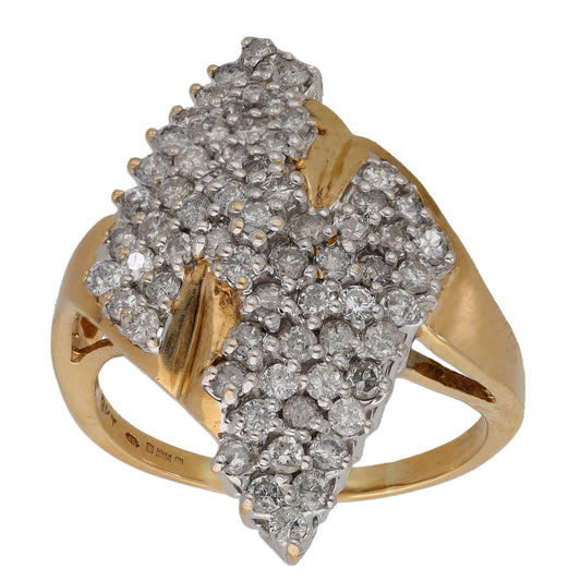 9ct Gold 1.68ct Diamond Dress/Cocktail Ring Size V