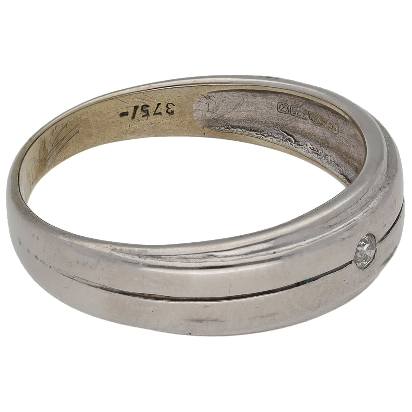 9ct White Gold 0.035ct Diamond Solitaire Ring Size P